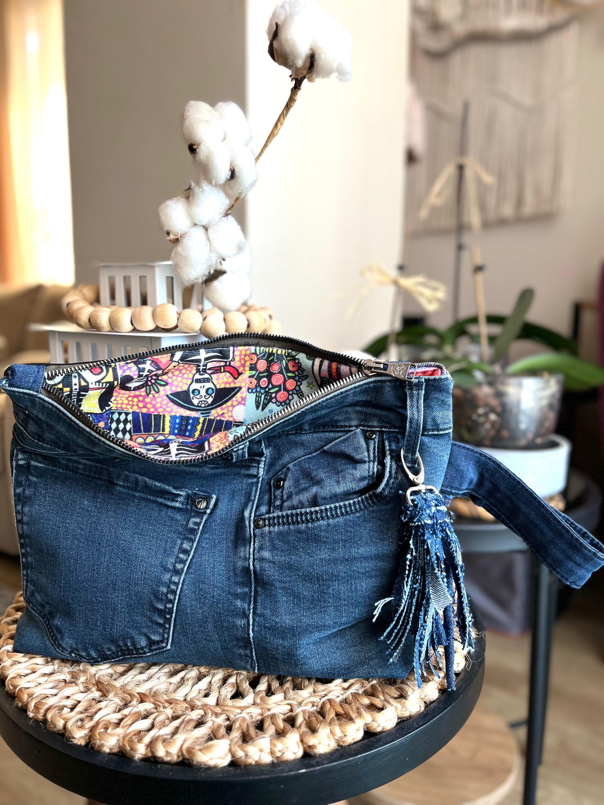Denim El Çantası - Cepli Kot Çanta