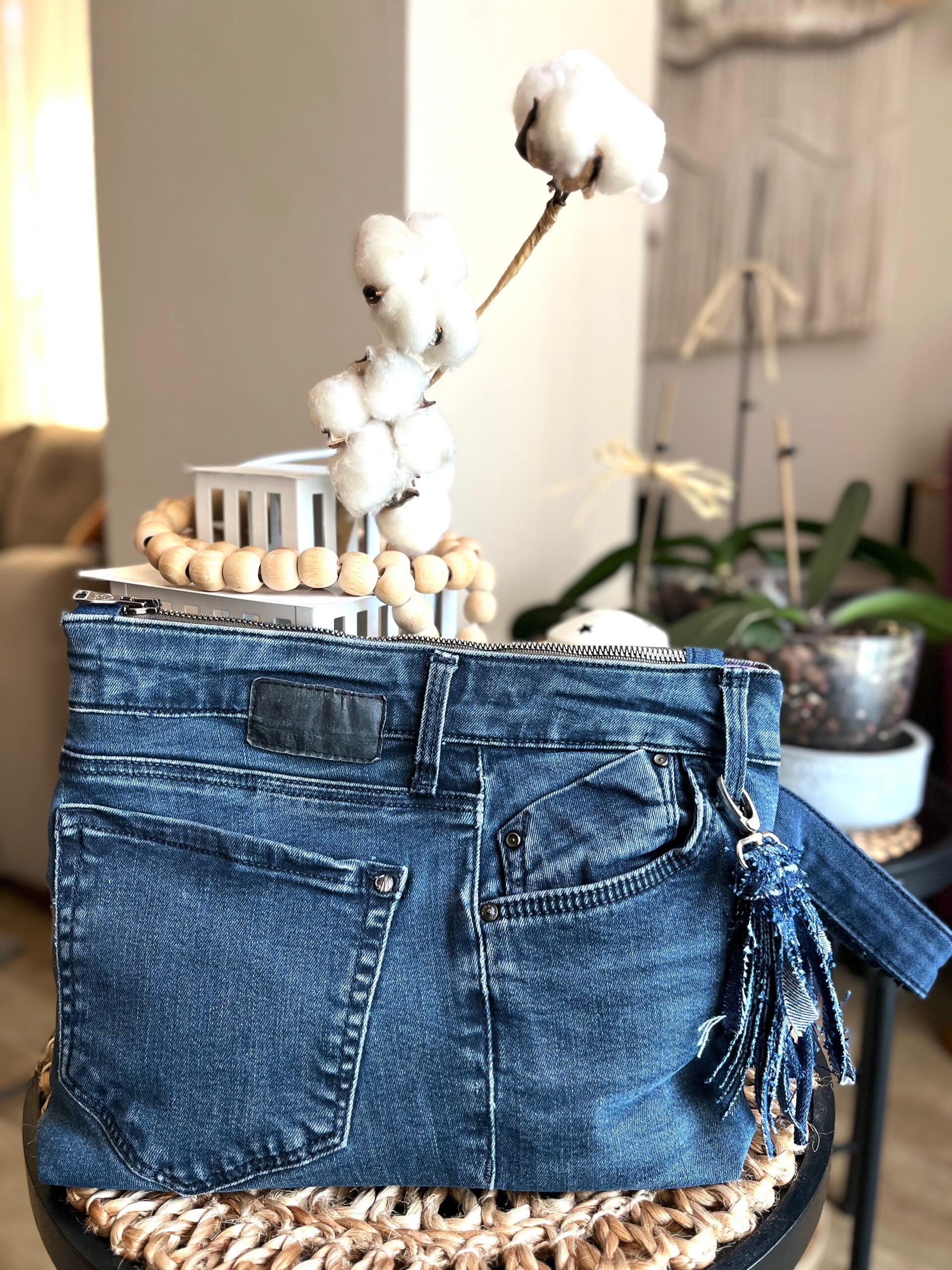 Denim El Çantası - Cepli Kot Çanta