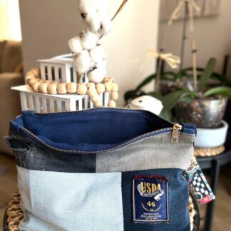 Denim El Çantası - Clutch Çanta (Renkli Saplı)