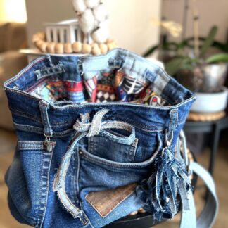 Denim Kol Çantası - Büzgülü Askılı Model
