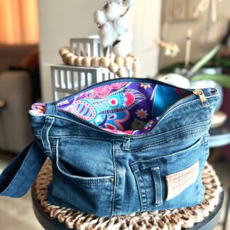 Denim El Çantası – Clutch Çanta (Orta Boy, Ekstra Cepli)
