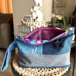 Denim El Çantası – Patchwork Clutch (Orta Boy, Büyük Arka Cepli)