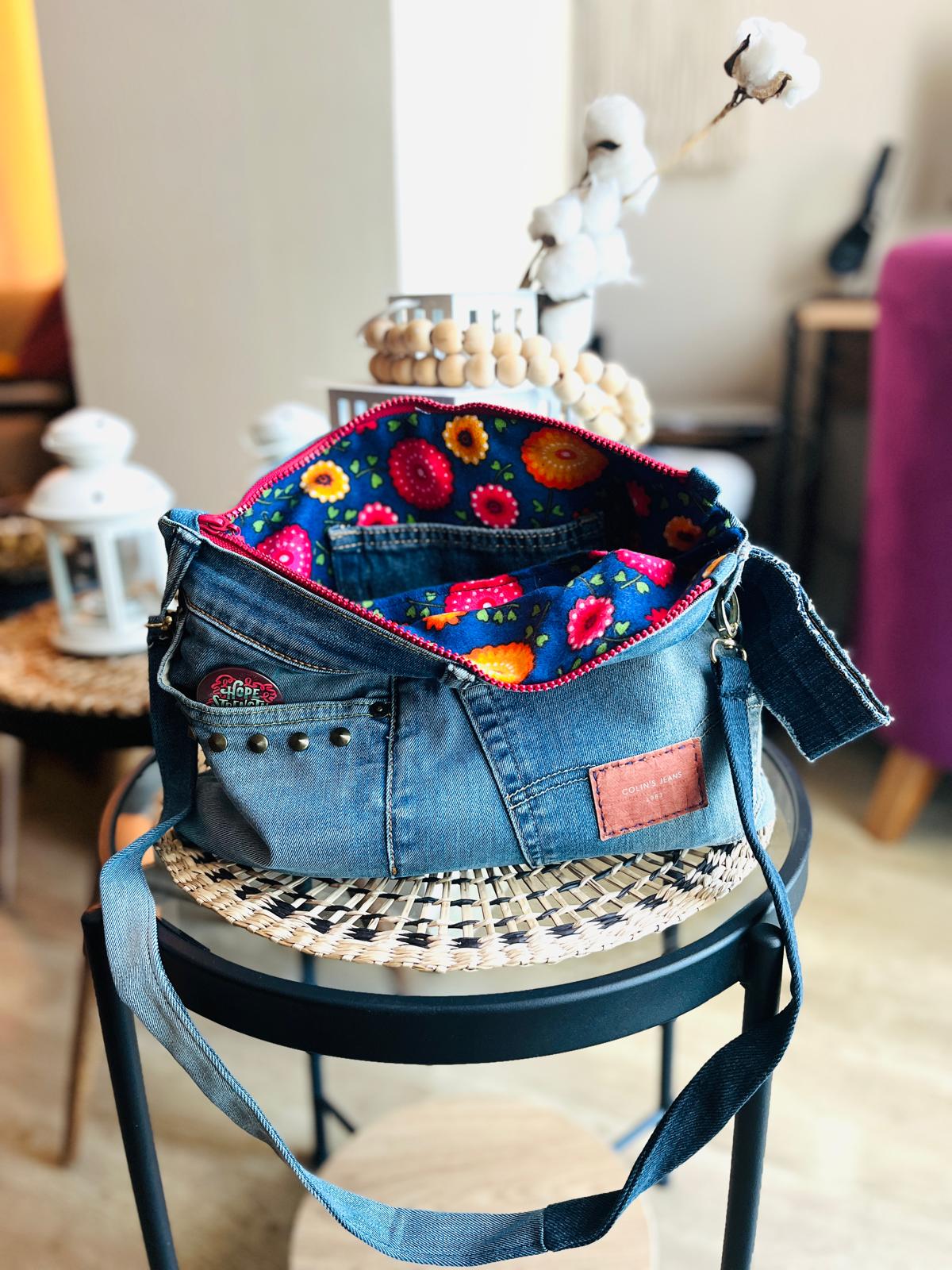 Denim Kol Cantasi - Askili Acik Mavi - Ic