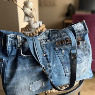 Denim OmuzÇantası - Askılı, El Tutamaçlı arka