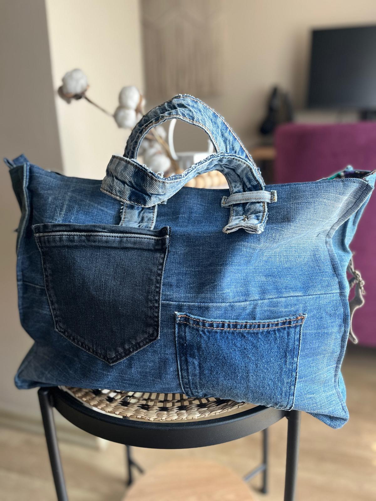 Denim Kol Çantası - Laptop Çantası(gözlü) arka
