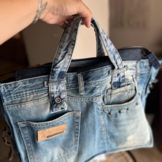 Denim Kol Çantası - Laptop Çantası(gözlü) elde