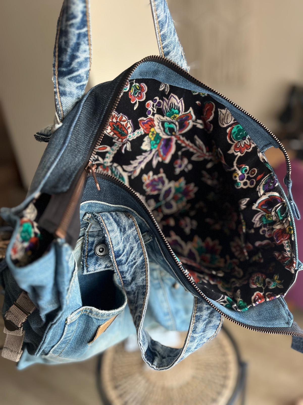 Denim Kol Çantası - Laptop Çantası(gözlü) ic