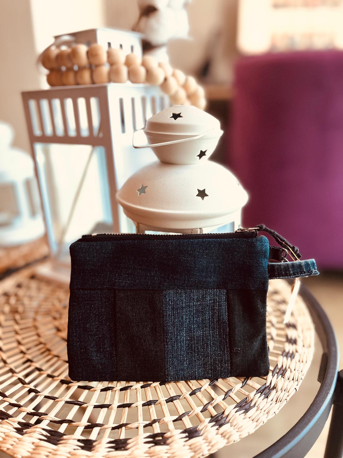Denim Mini Aksesuar - Bozuk Para Cantasi Koyu Ton - Arka