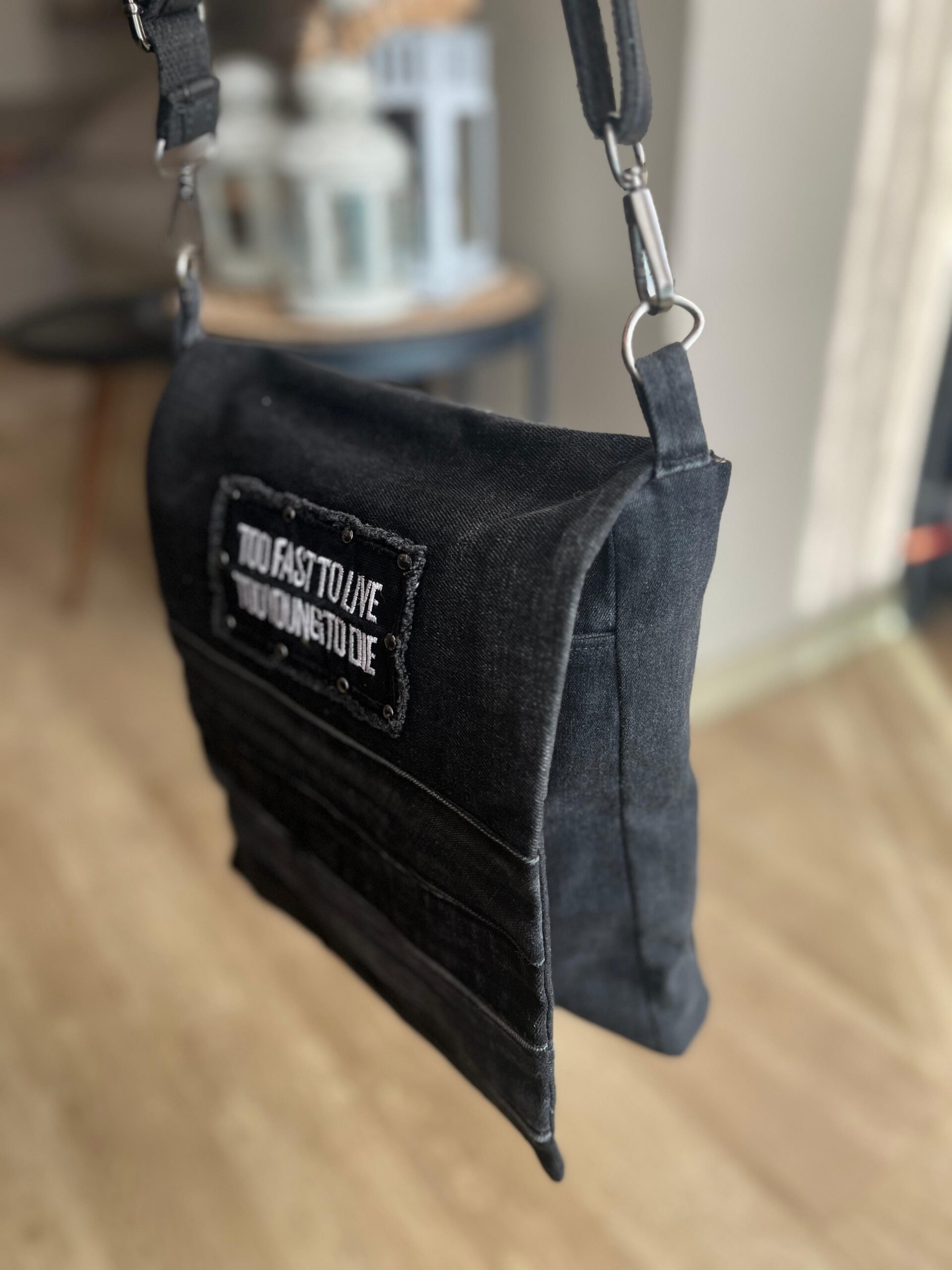 Siyah Denim Postacı Çanta Çapraz